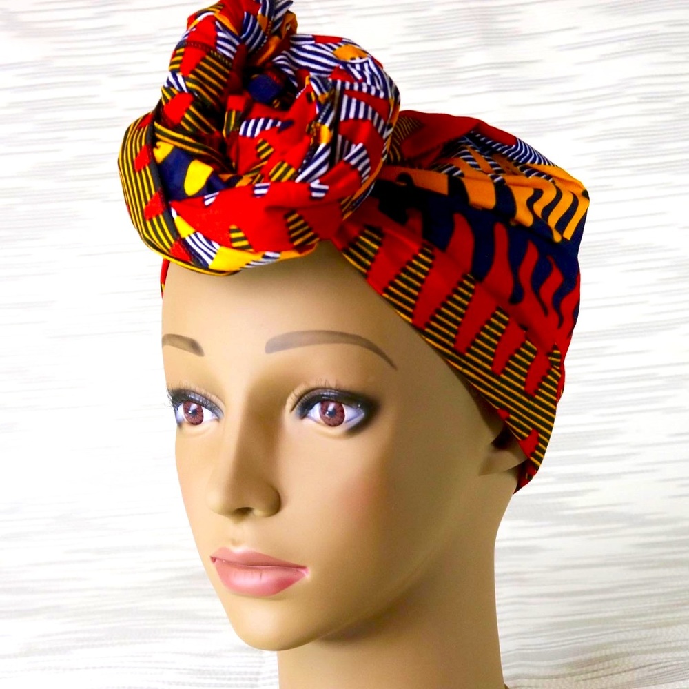 Ankara print head wrap.